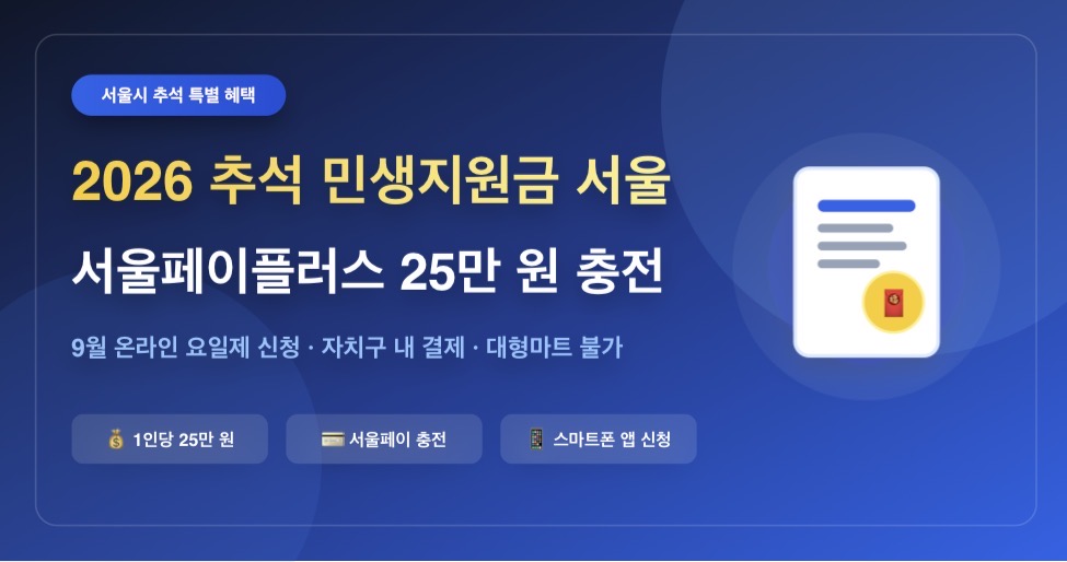 2026 추석 민생지원금 서울 신청 대상 및 서울페이플러스 사용처 총정리