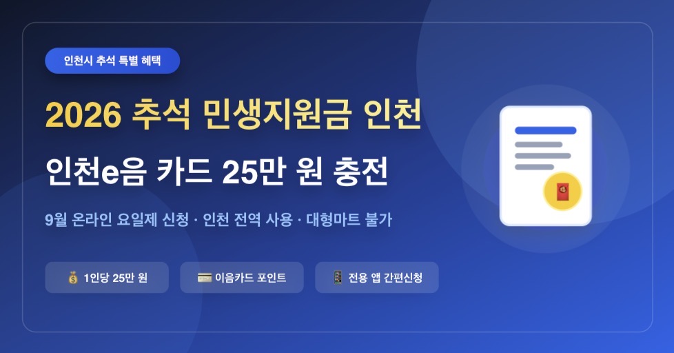 2026 추석 민생지원금 인천 신청 대상 및 인천e음 사용처 총정리