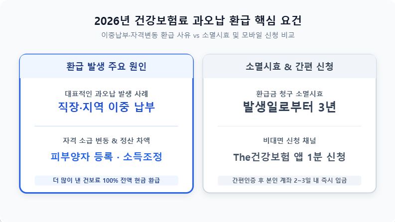 2026년 건강보험료 환급금 조회 및 과오납금 신청 안내 인포그래픽
